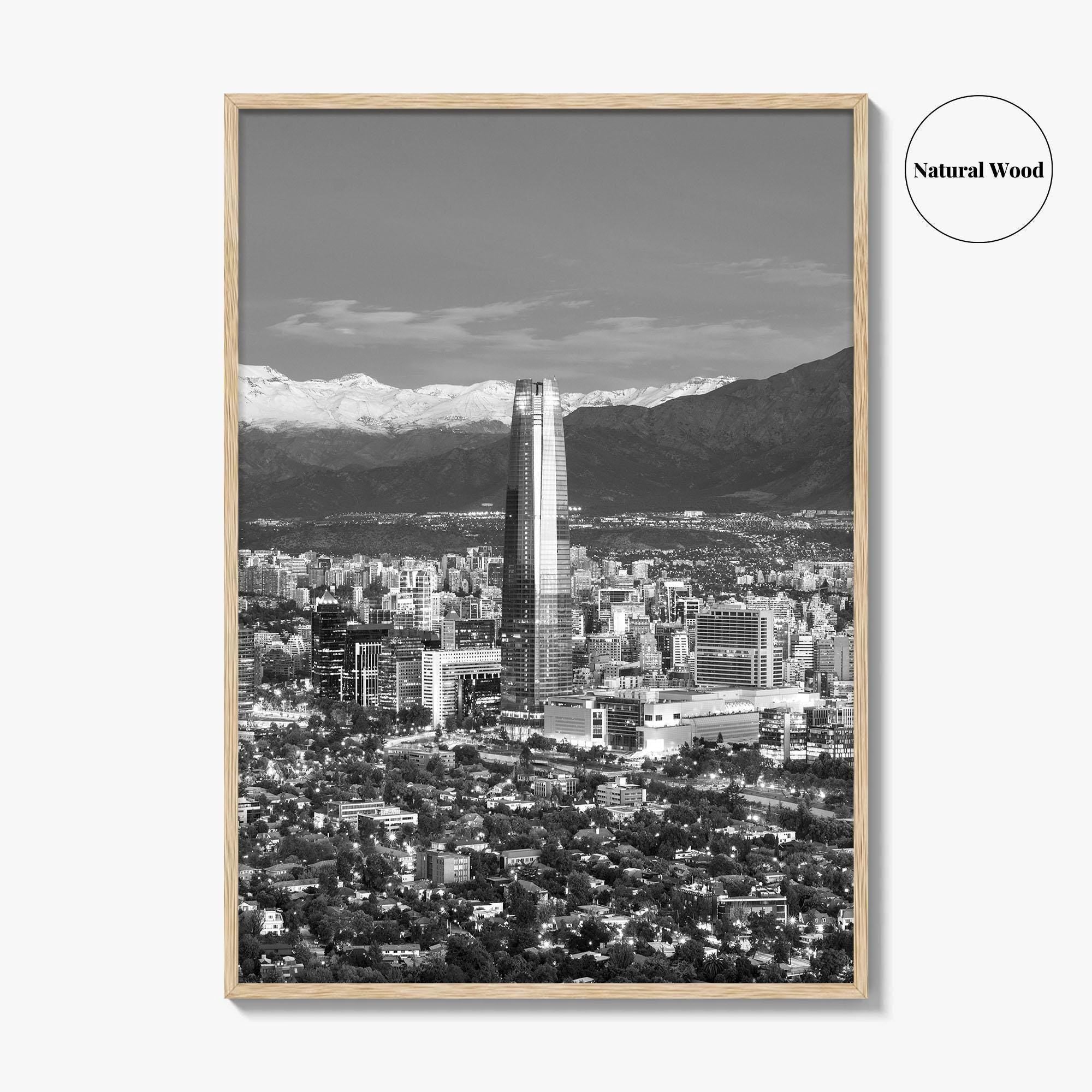 Santiago de Chile Skyline Black and White Fine Art Photo Print, Providencia, Andes, Poster