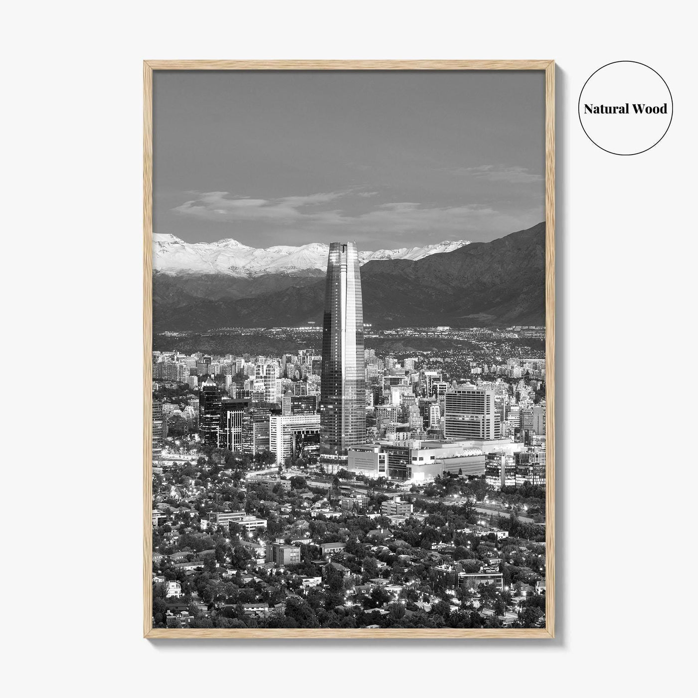 Santiago de Chile Skyline Black and White Fine Art Photo Print, Providencia, Andes, Poster