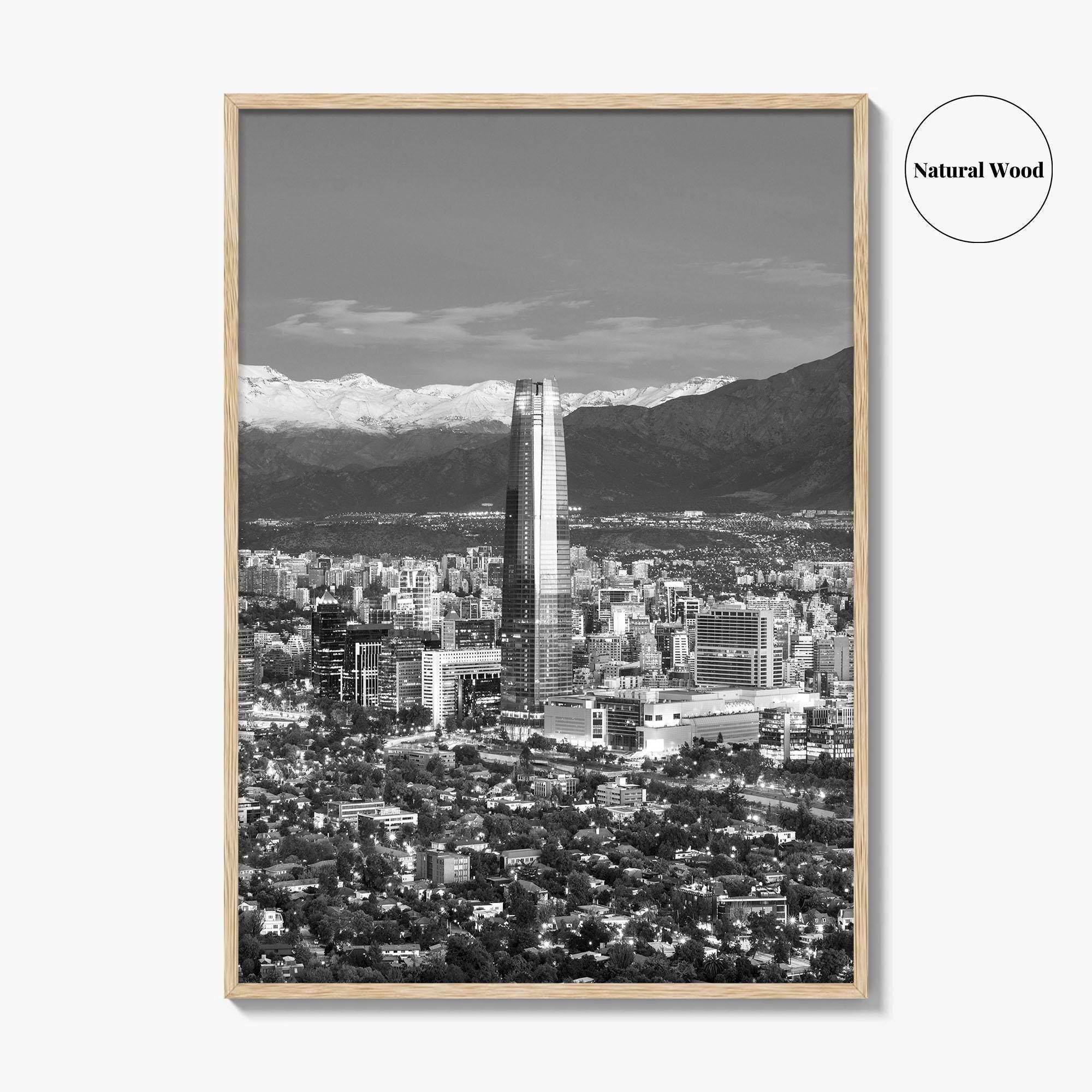 Santiago de Chile Skyline Black and White Fine Art Photo Print, Providencia, Andes, Poster