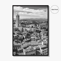 Siena Black and White Fine Art Photo Print, Tuscany Italy Duomo, Mangia Tower Poster