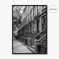 Brooklyn Black and White Fine Art Photo Print, Cobble Hill Brownstones NYC Poster