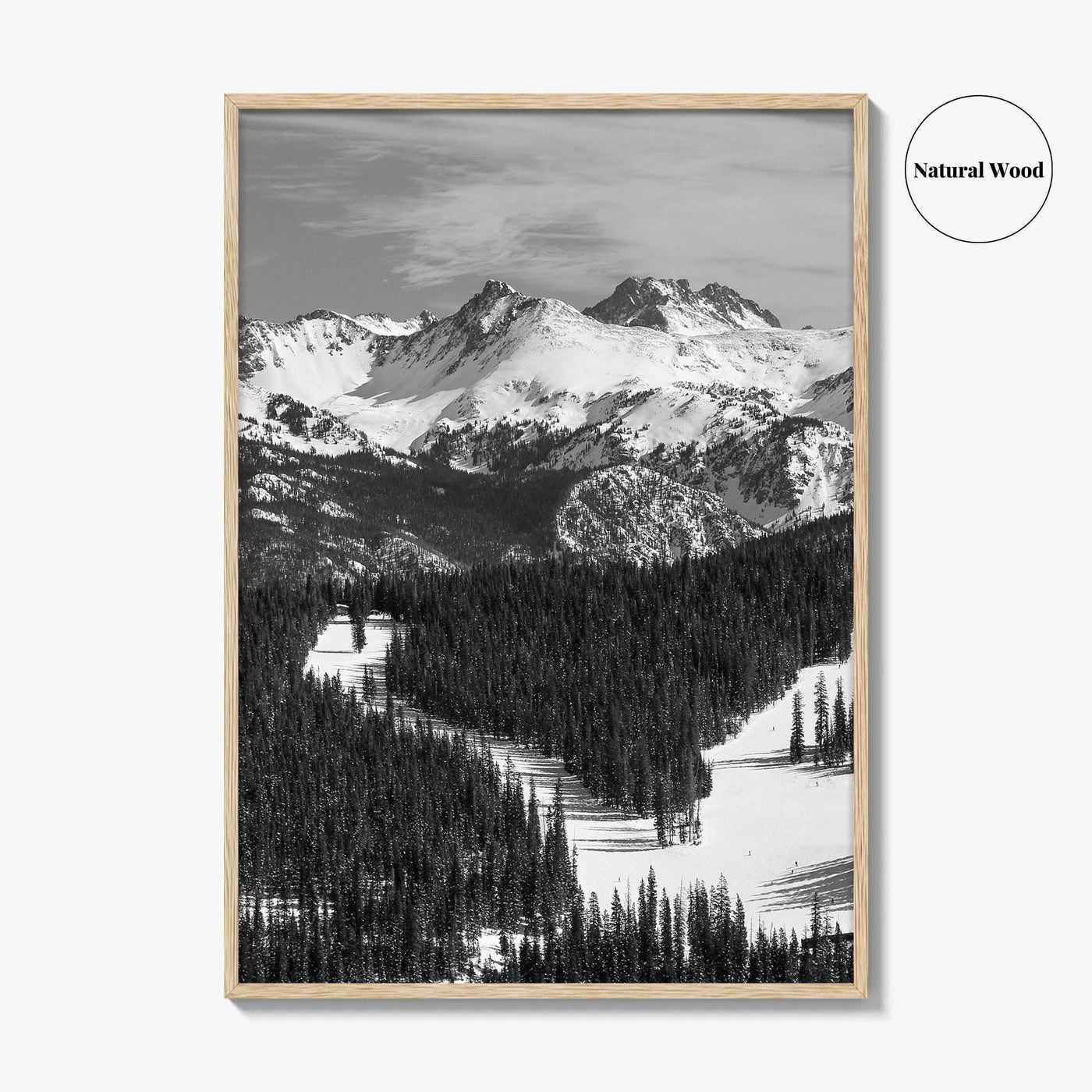 Vail Black and White Fine Art Photo Print, Colorado Rockies Ski Runs, Alpine Poster
