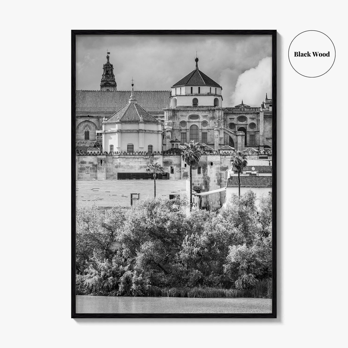 Cordoba Black and White Fine Art Photo Print, Mezquita Roman Bridge Andalusia Poster