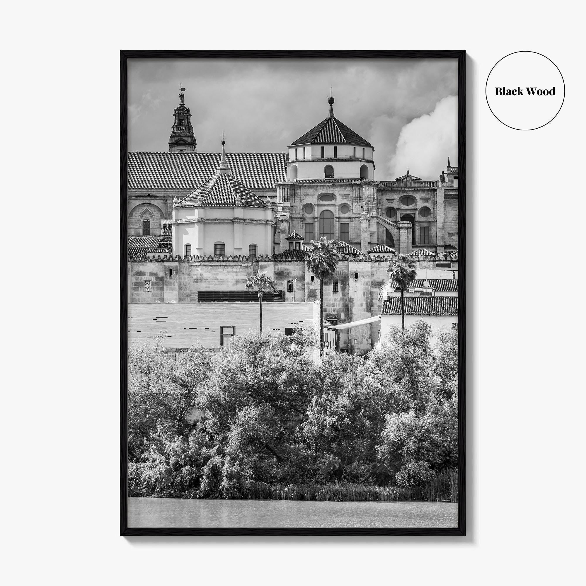 Cordoba Black and White Fine Art Photo Print, Mezquita Roman Bridge Andalusia Poster
