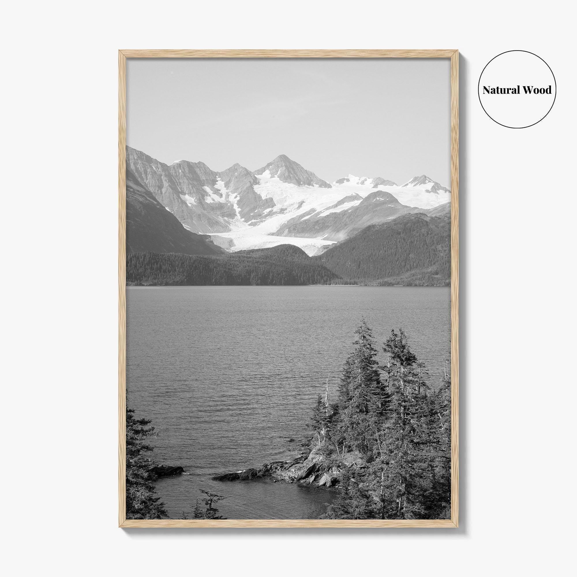 Whittier Alaska Black and White Fine Art Photo Print, Prince William Sound, Glacier, USA