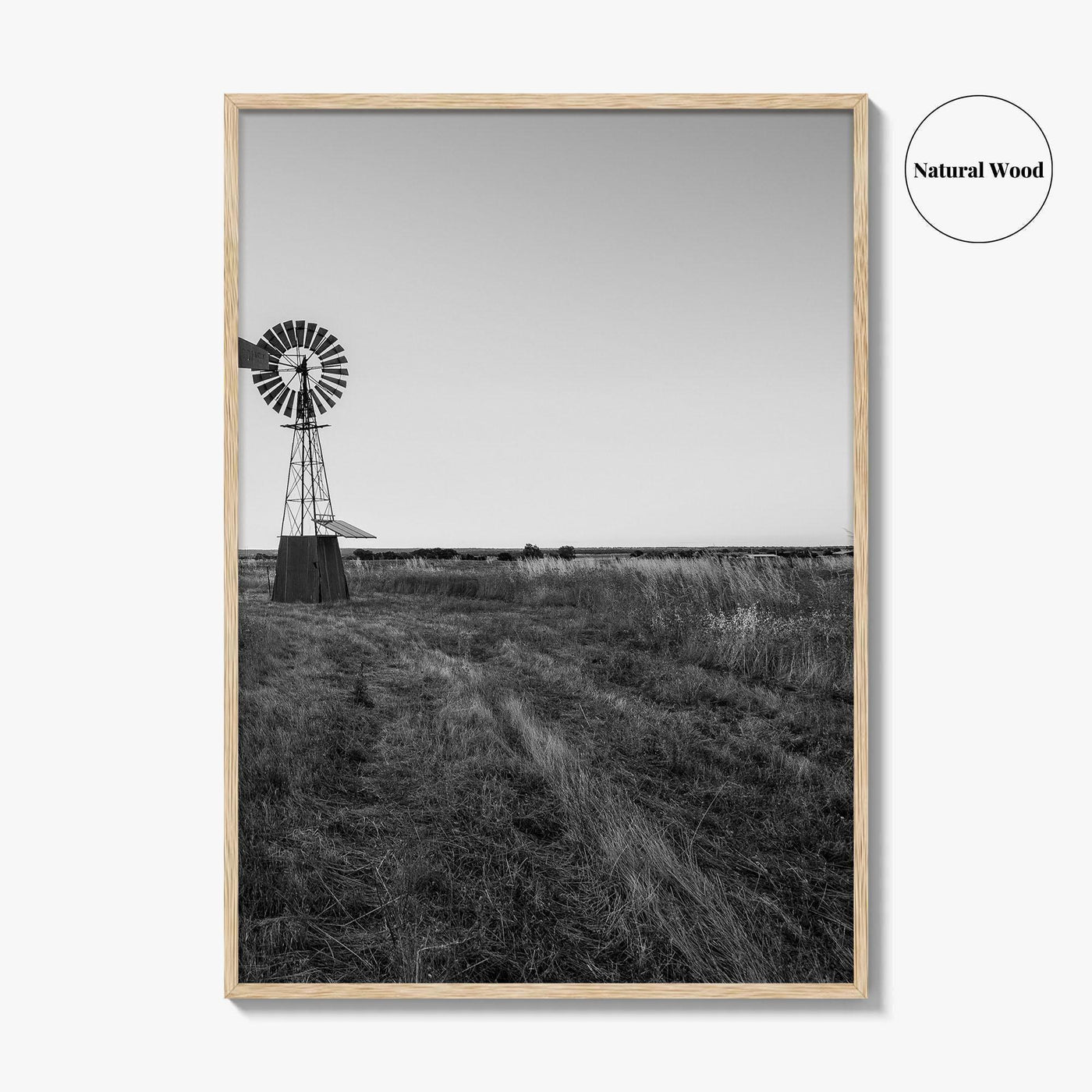 Texas Black and White Fine Art Photo Print, Windmill Poster, USA