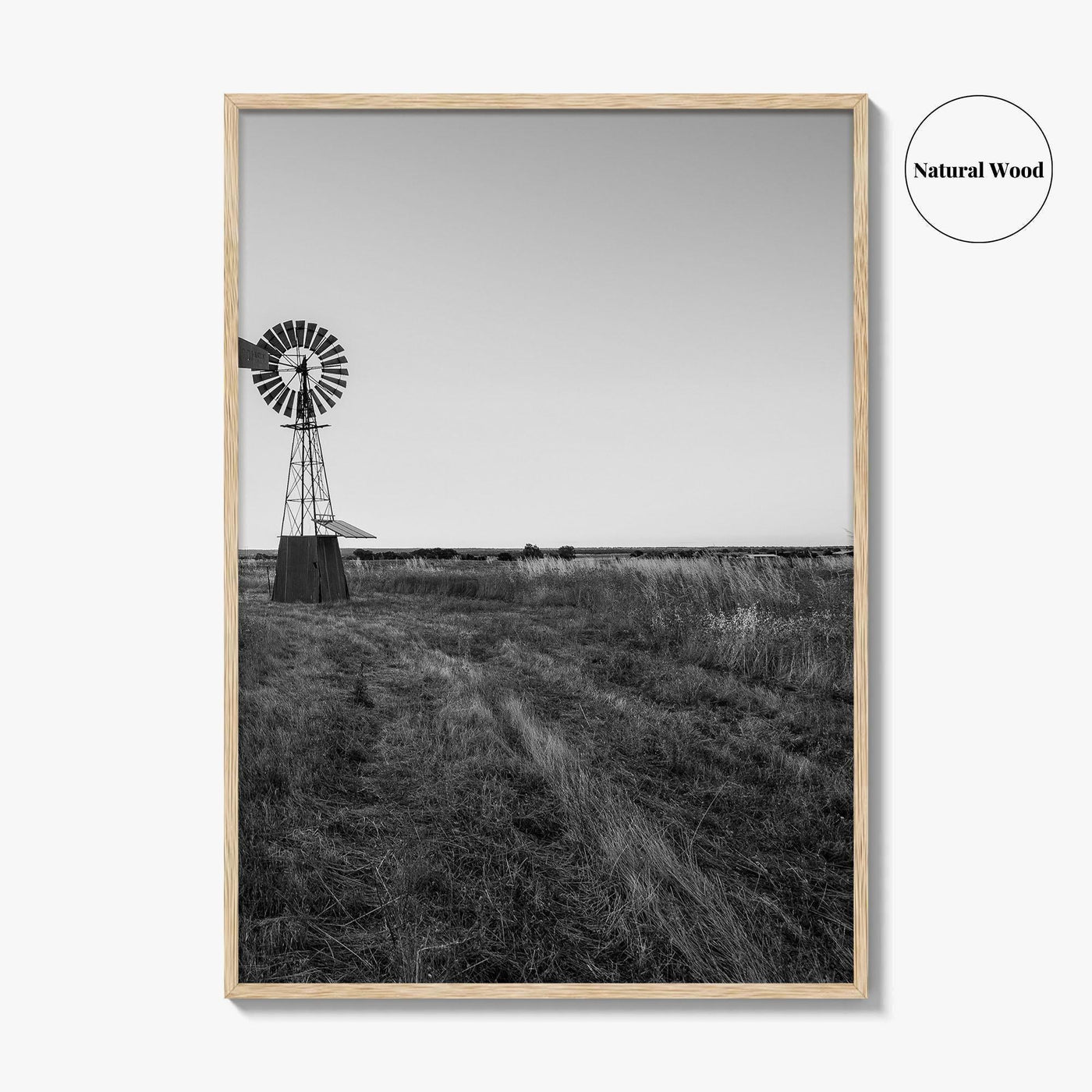 Texas Black and White Fine Art Photo Print, Windmill Poster, USA