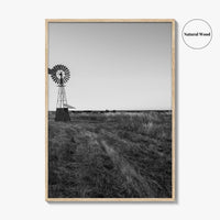Texas Black and White Fine Art Photo Print, Windmill Poster, USA