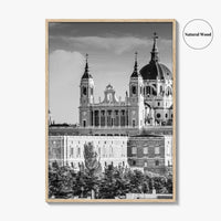 Madrid Skyline Black and White Fine Art Photo Print, Spain, Almudena Cathedral, Royal Palace