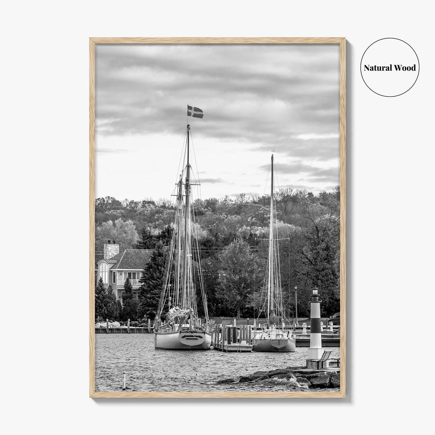 Sister Bay Black and White Fine Art Photo Print, Door County Harbor Wisconsin Poster