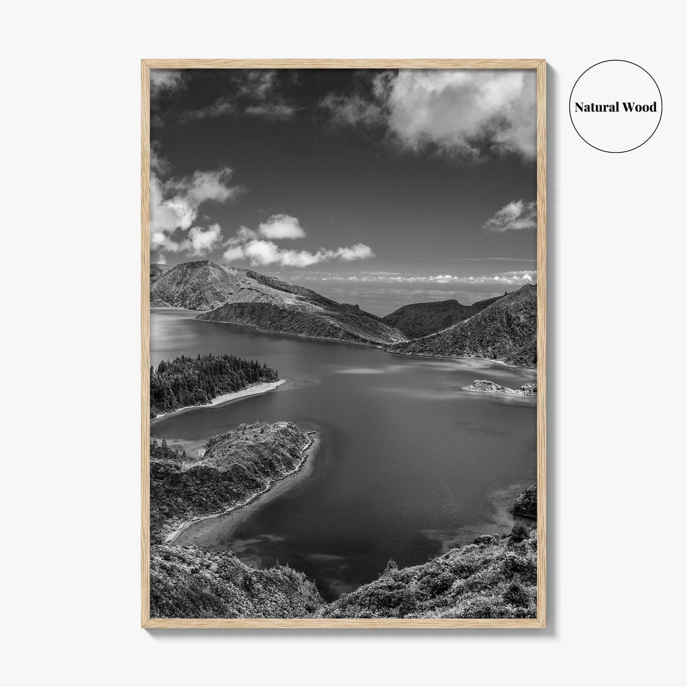 Lagoa do Fogo Black and White Fine Art Photo Print, Sao Miguel Azores Poster
