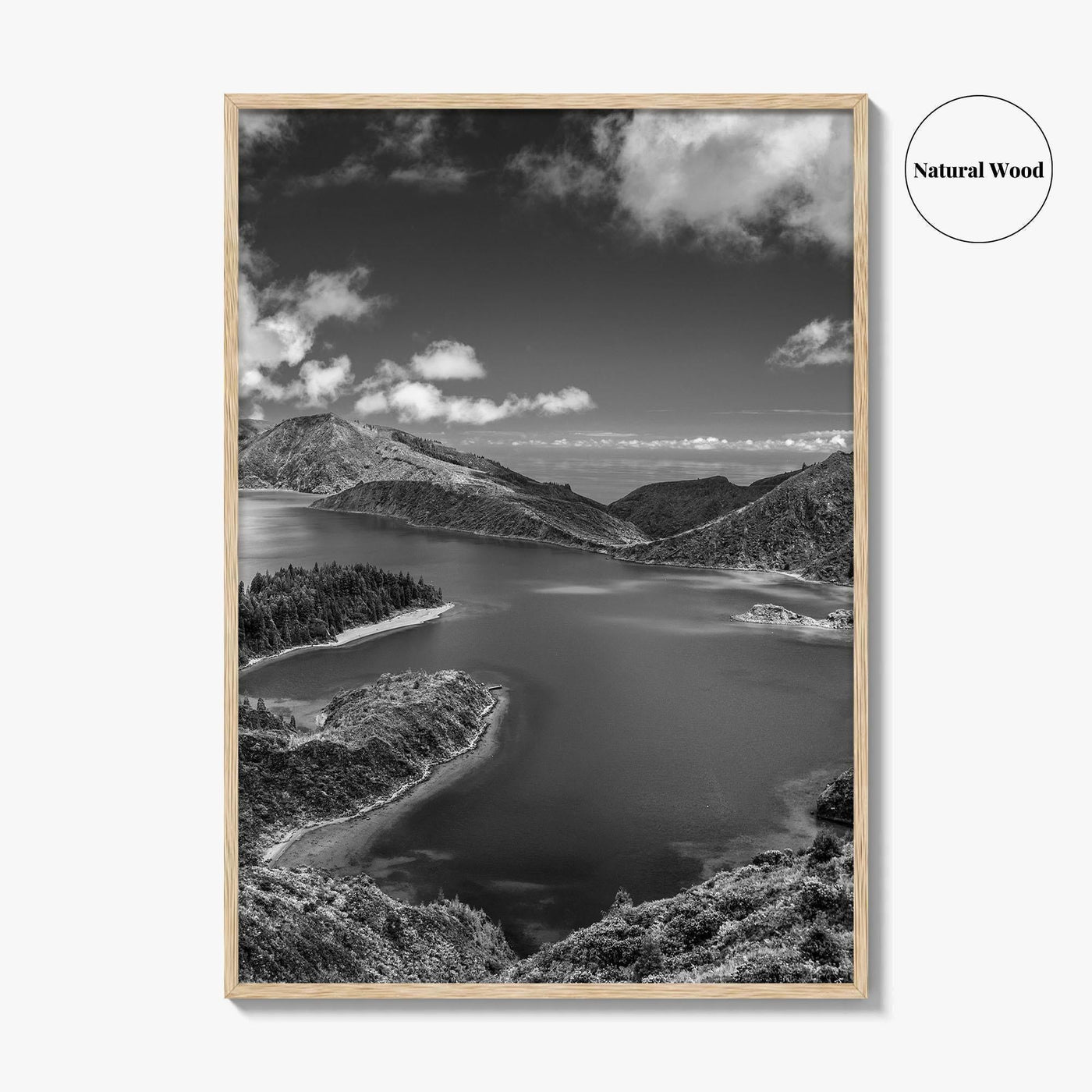 Lagoa do Fogo Black and White Fine Art Photo Print, Sao Miguel Azores Poster