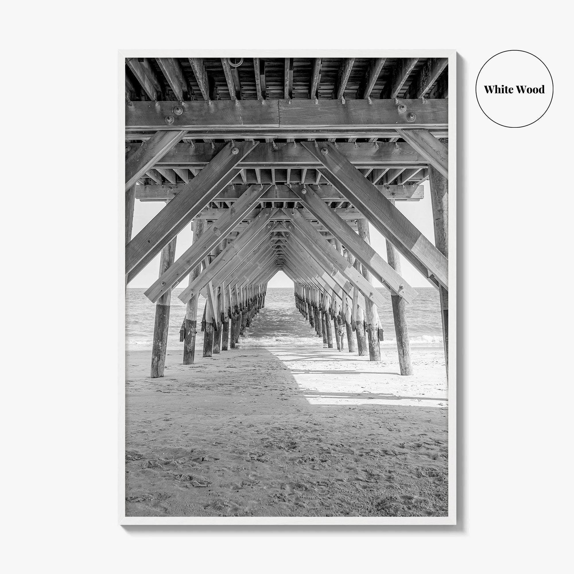 Wrightsville Beach Black and White Fine Art Photo Print, North Carolina Pier Wilmington Poster