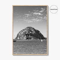 Morro Bay Black and White Fine Art Photo Print, Morro Rock California Poster