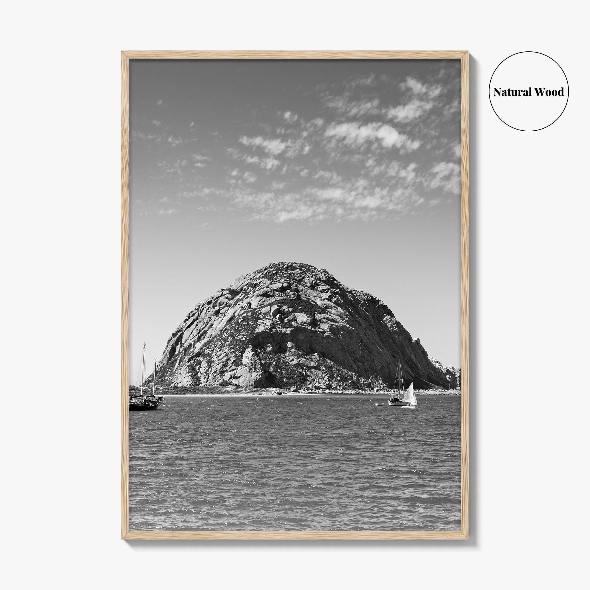 Morro Bay Black and White Fine Art Photo Print, Morro Rock California Poster