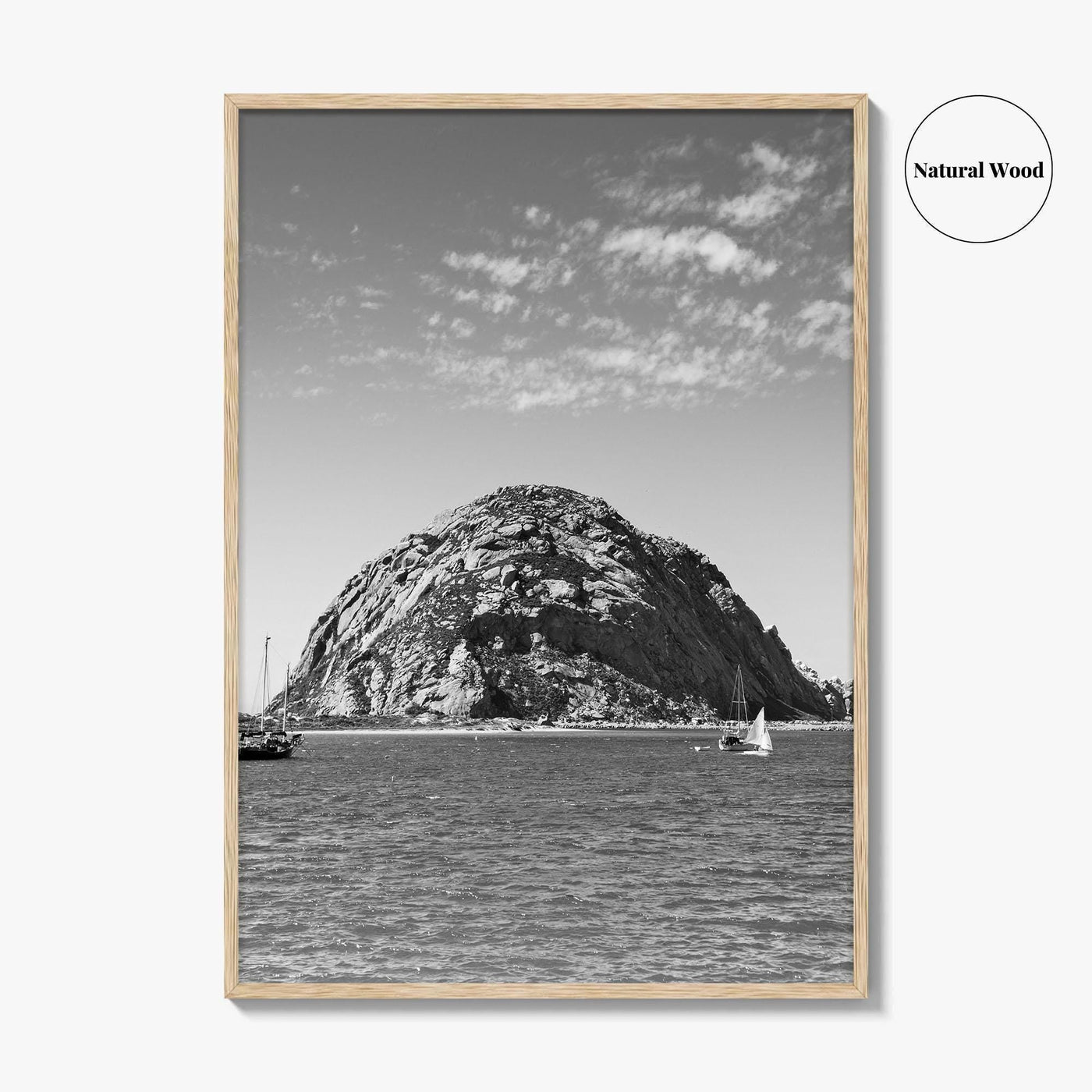 Morro Bay Black and White Fine Art Photo Print, Morro Rock California Poster