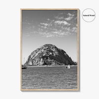 Morro Bay Black and White Fine Art Photo Print, Morro Rock California Poster