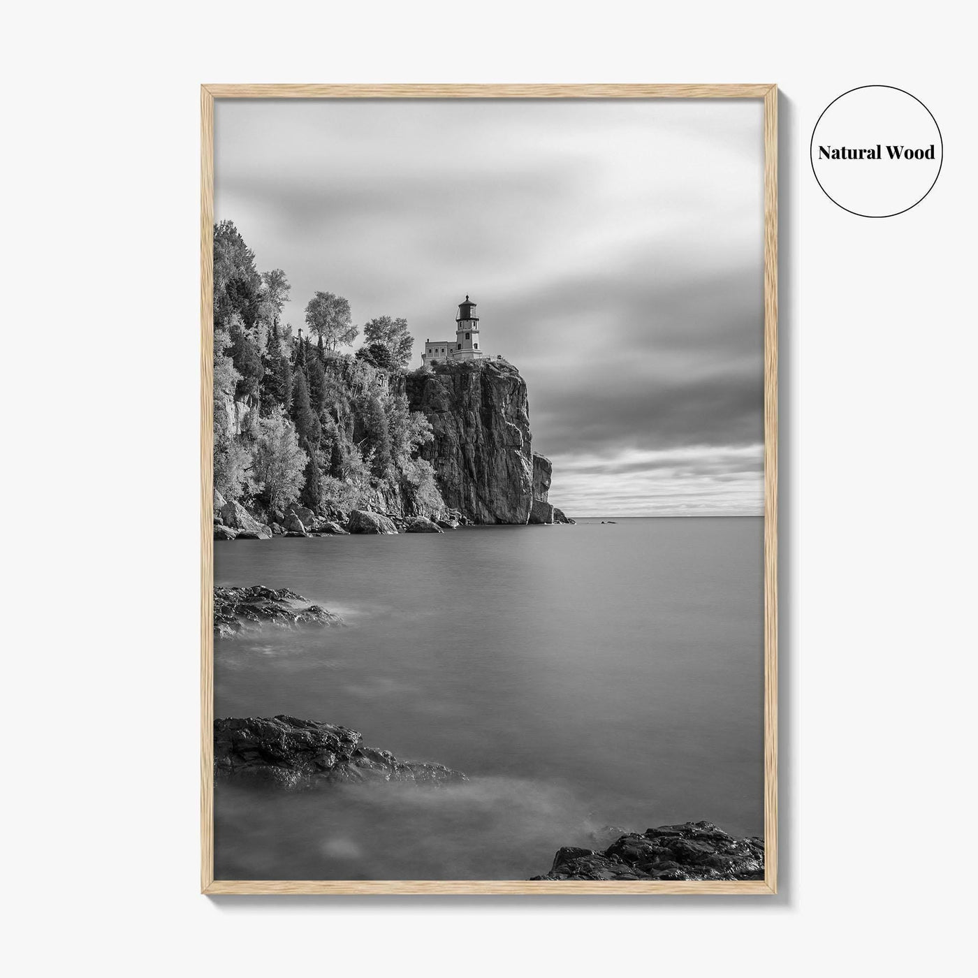 Lake Superior Black and White Fine Art Photo Print, Split Rock Lighthouse Minnesota, USA