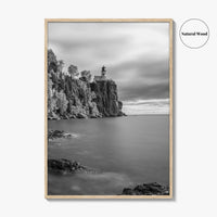 Lake Superior Black and White Fine Art Photo Print, Split Rock Lighthouse Minnesota, USA