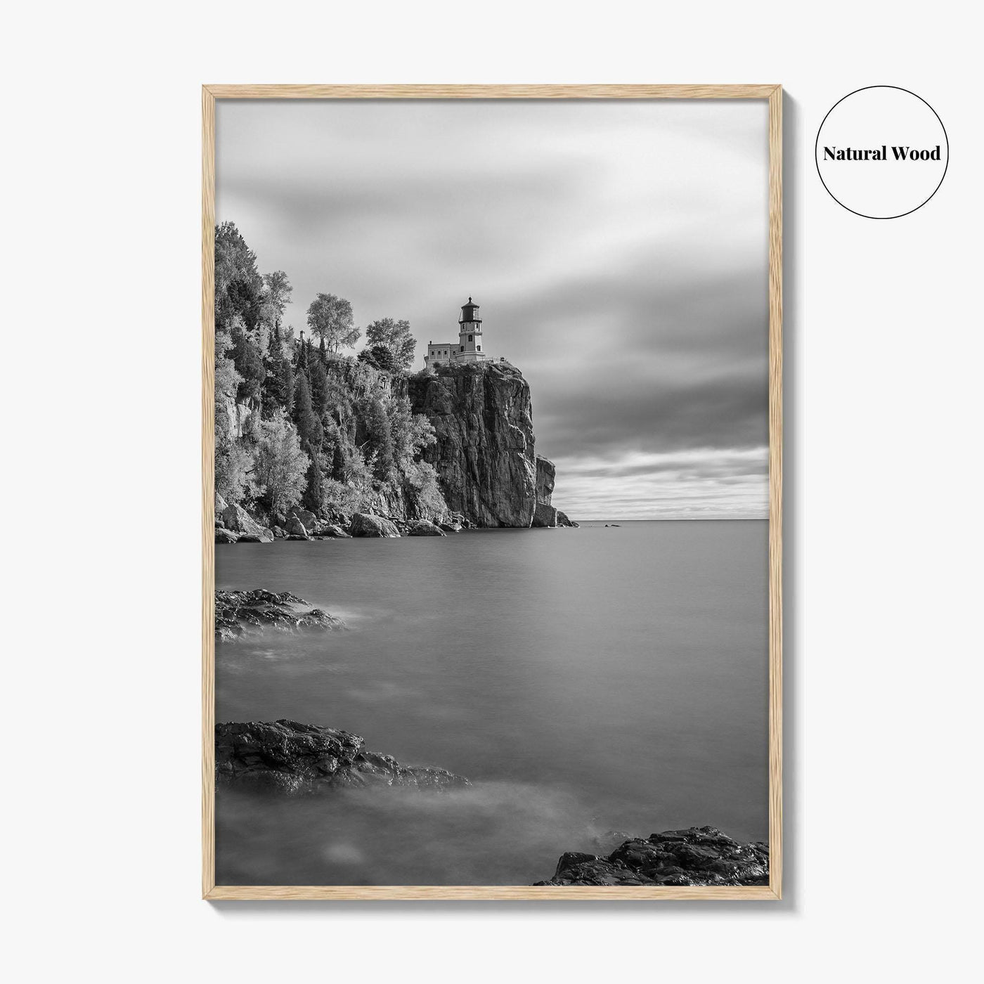 Lake Superior Black and White Fine Art Photo Print, Split Rock Lighthouse Minnesota, USA