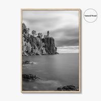 Lake Superior Black and White Fine Art Photo Print, Split Rock Lighthouse Minnesota, USA