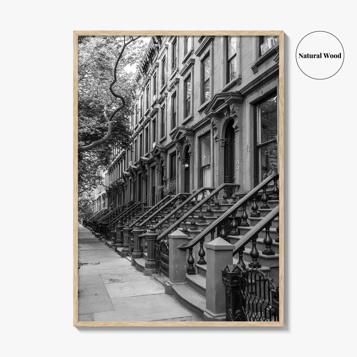 Brooklyn Black and White Fine Art Photo Print, Cobble Hill Brownstones NYC Poster