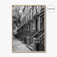Brooklyn Black and White Fine Art Photo Print, Cobble Hill Brownstones NYC Poster