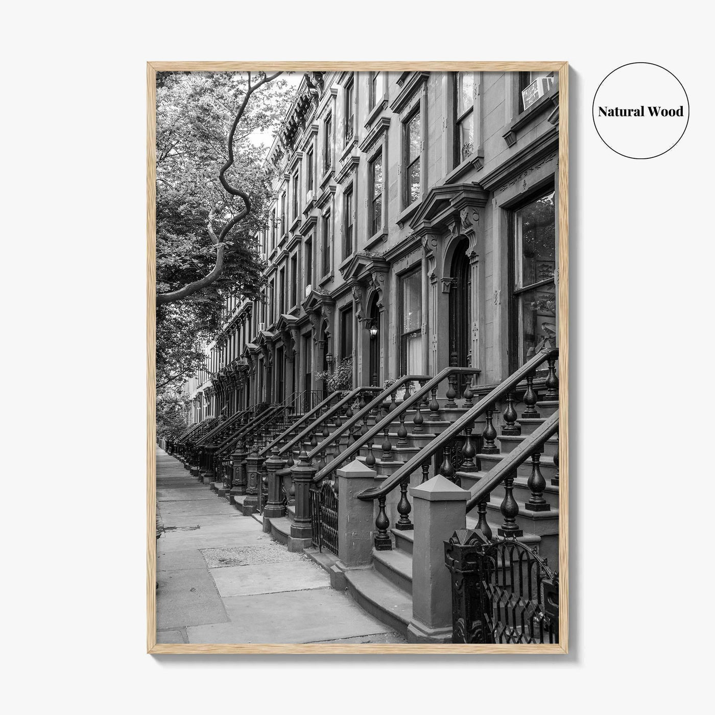 Brooklyn Black and White Fine Art Photo Print, Cobble Hill Brownstones NYC Poster