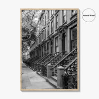 Brooklyn Black and White Fine Art Photo Print, Cobble Hill Brownstones NYC Poster