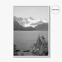 Whittier Alaska Black and White Fine Art Photo Print, Prince William Sound, Glacier, USA