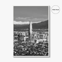 Santiago de Chile Skyline Black and White Fine Art Photo Print, Providencia, Andes, Poster