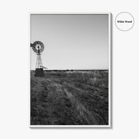 Texas Black and White Fine Art Photo Print, Windmill Poster, USA