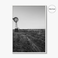 Texas Black and White Fine Art Photo Print, Windmill Poster, USA