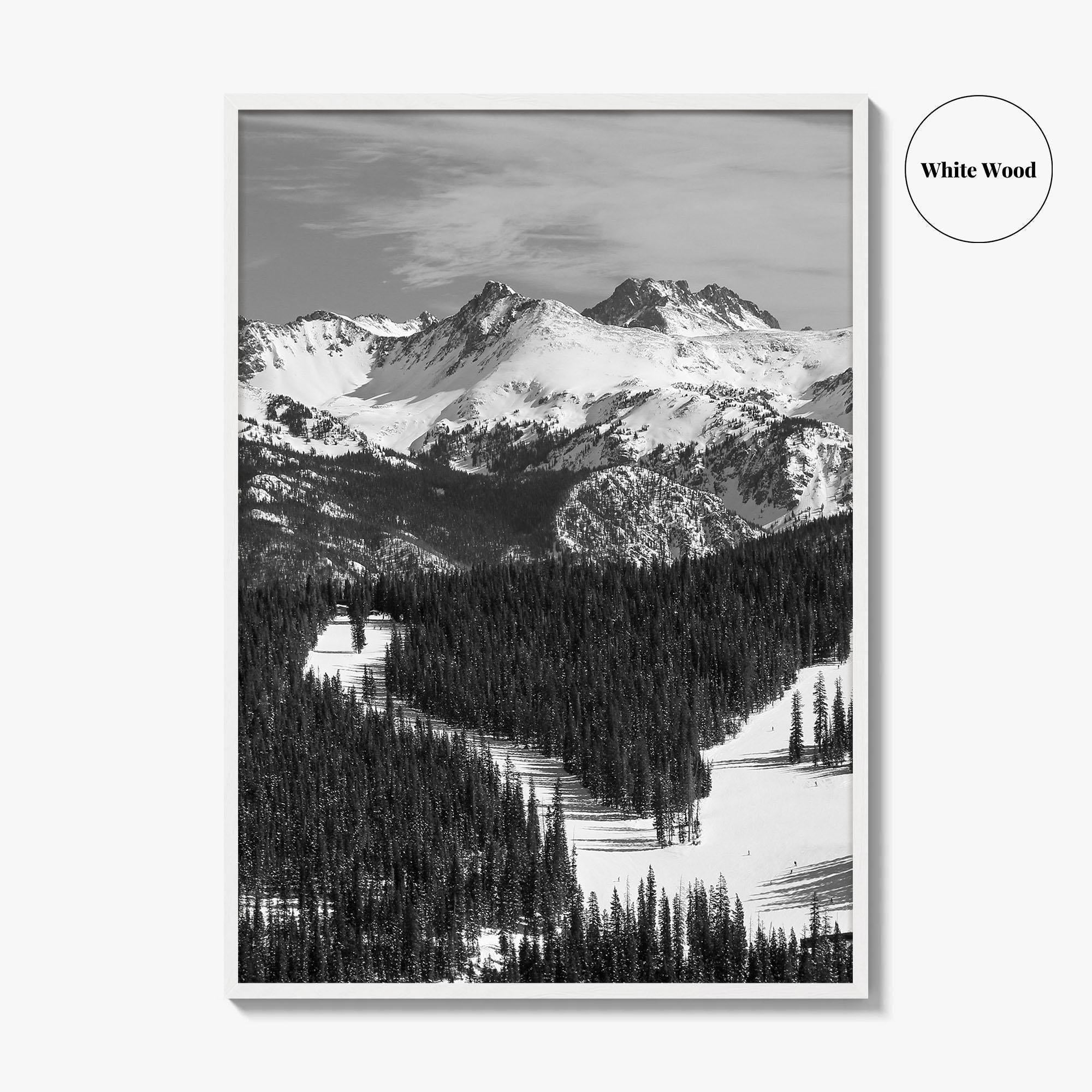 Vail Black and White Fine Art Photo Print, Colorado Rockies Ski Runs, Alpine Poster