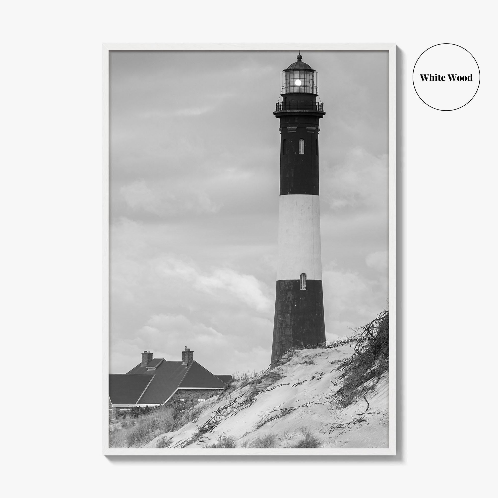 Fire Island Black and White Fine Art Photo Print, Long Island Lighthouse Poster
