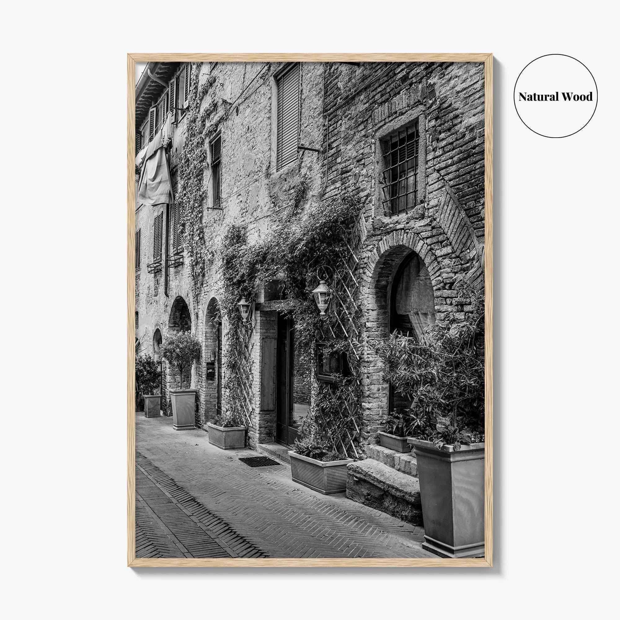 San Gimignano Black and White Fine Art Photo Print, Tuscany Italy Wall Poster