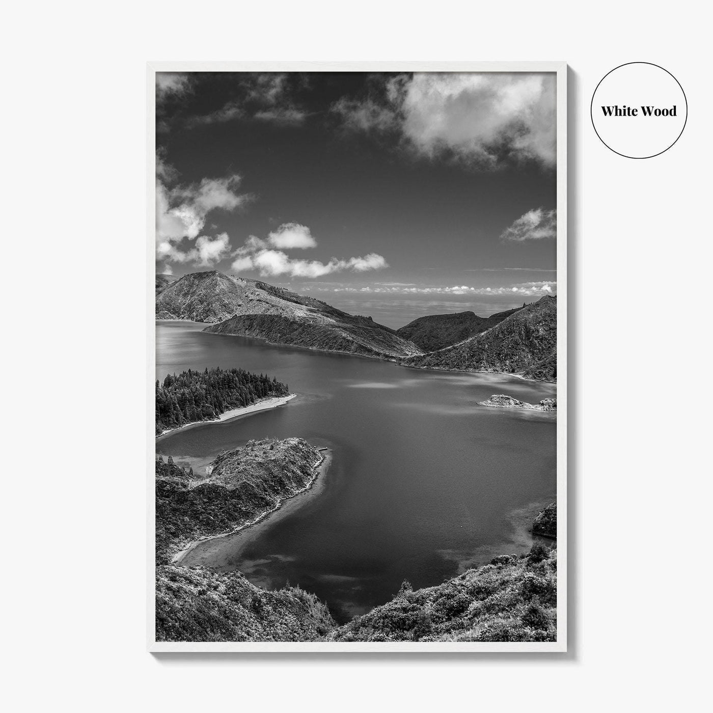 Lagoa do Fogo Black and White Fine Art Photo Print, Sao Miguel Azores Poster