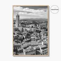 Siena Black and White Fine Art Photo Print, Tuscany Italy Duomo, Mangia Tower Poster