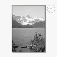 Whittier Alaska Black and White Fine Art Photo Print, Prince William Sound, Glacier, USA