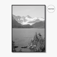Whittier Alaska Black and White Fine Art Photo Print, Prince William Sound, Glacier, USA