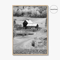 New England Black and White Fine Art Photo Print, Vermont Autumn Landscape Poster