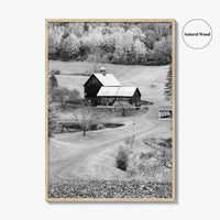 New England Black and White Fine Art Photo Print, Vermont Autumn Landscape Poster