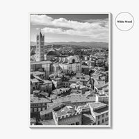 Siena Black and White Fine Art Photo Print, Tuscany Italy Duomo, Mangia Tower Poster