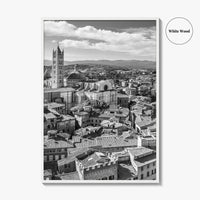 Siena Black and White Fine Art Photo Print, Tuscany Italy Duomo, Mangia Tower Poster
