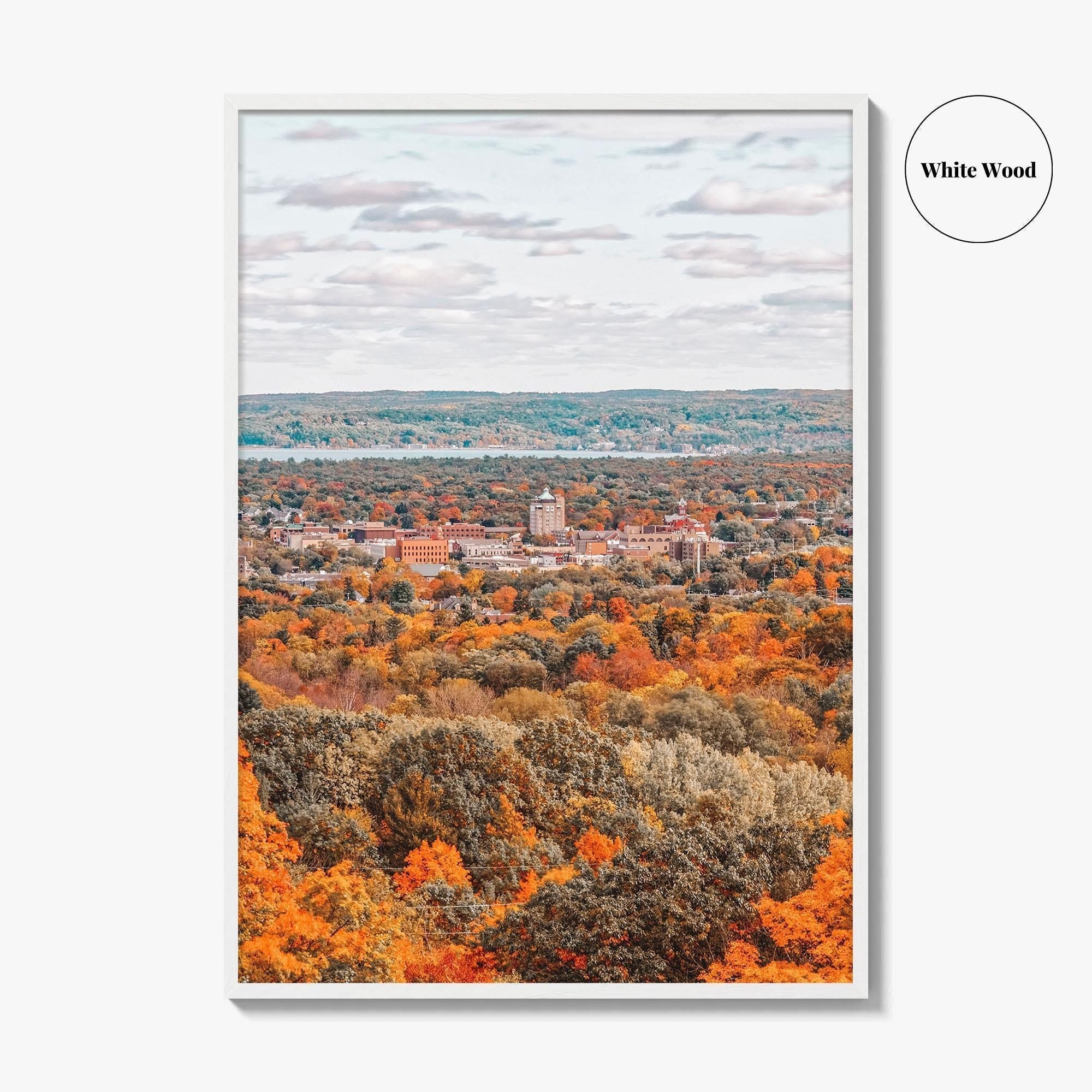 Traverse City Skyline Fine Art Photo Print, Downtown, Michigan, USA Wall Decor Poster