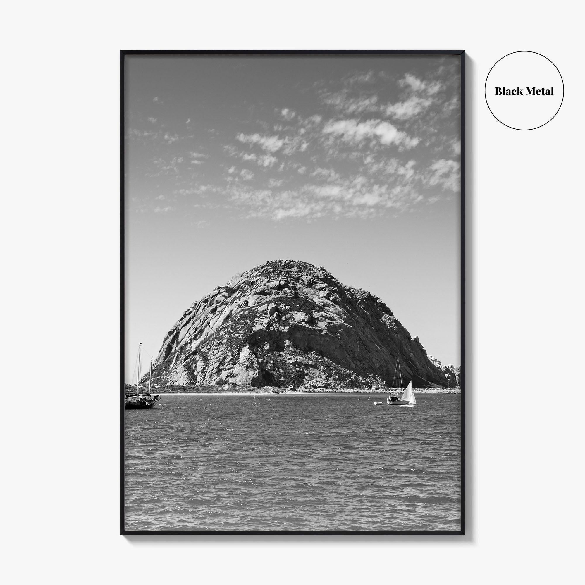 Morro Bay Black and White Fine Art Photo Print, Morro Rock California Poster