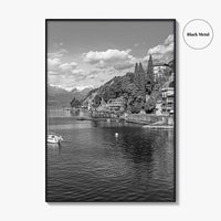 Lake Como Black and White Fine Art Photo Print, Varenna Italy Wall Poster