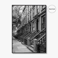 Brooklyn Black and White Fine Art Photo Print, Cobble Hill Brownstones NYC Poster
