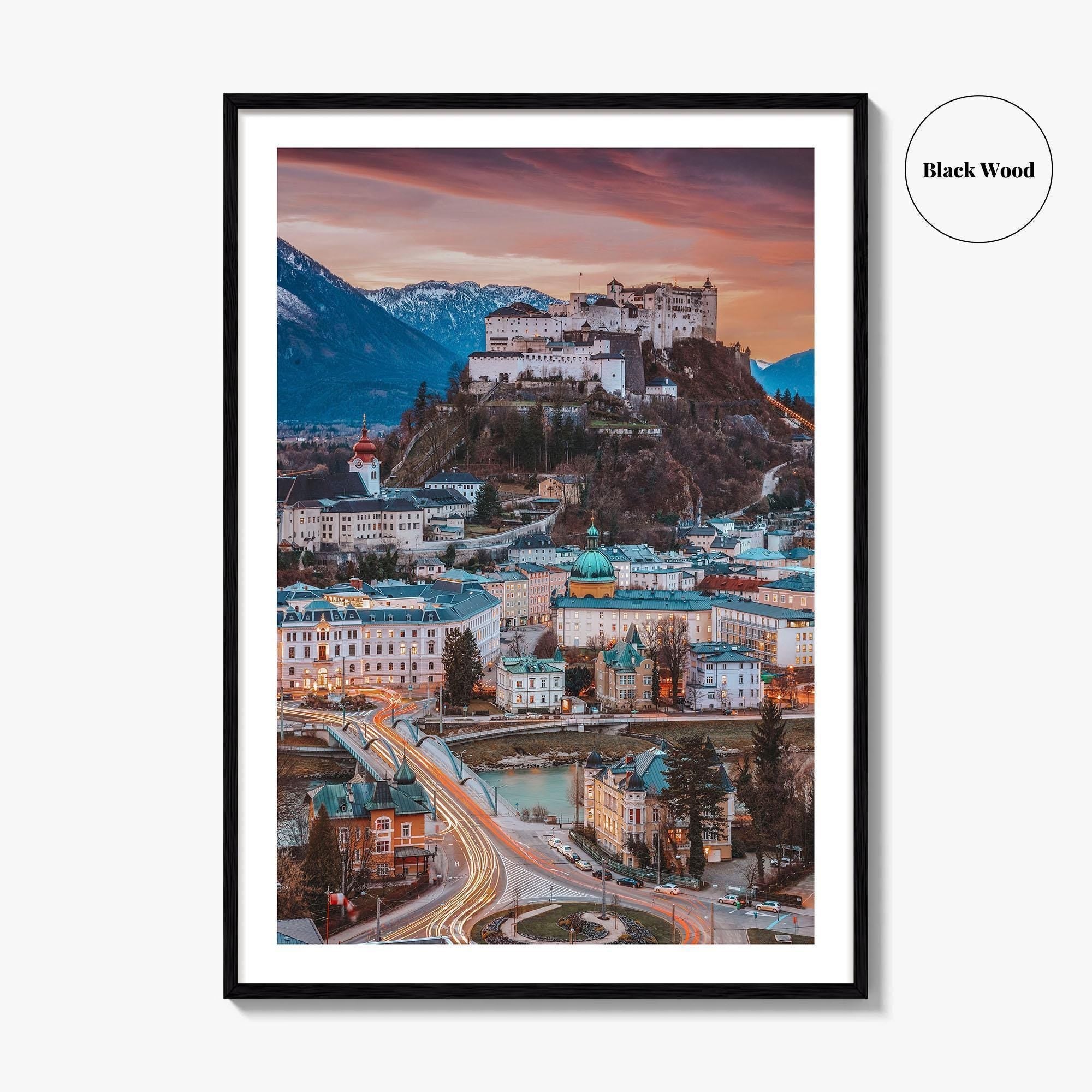 Salzburg Skyline Fine Art Photo Print, Austria Wall Decor Poster, Hohensalzburg Fortress