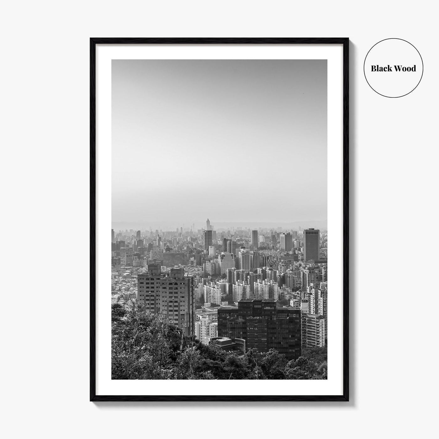 Taipei City Skyline Black and White Fine Art Photo Print, 101, Taiwan Wall Poster